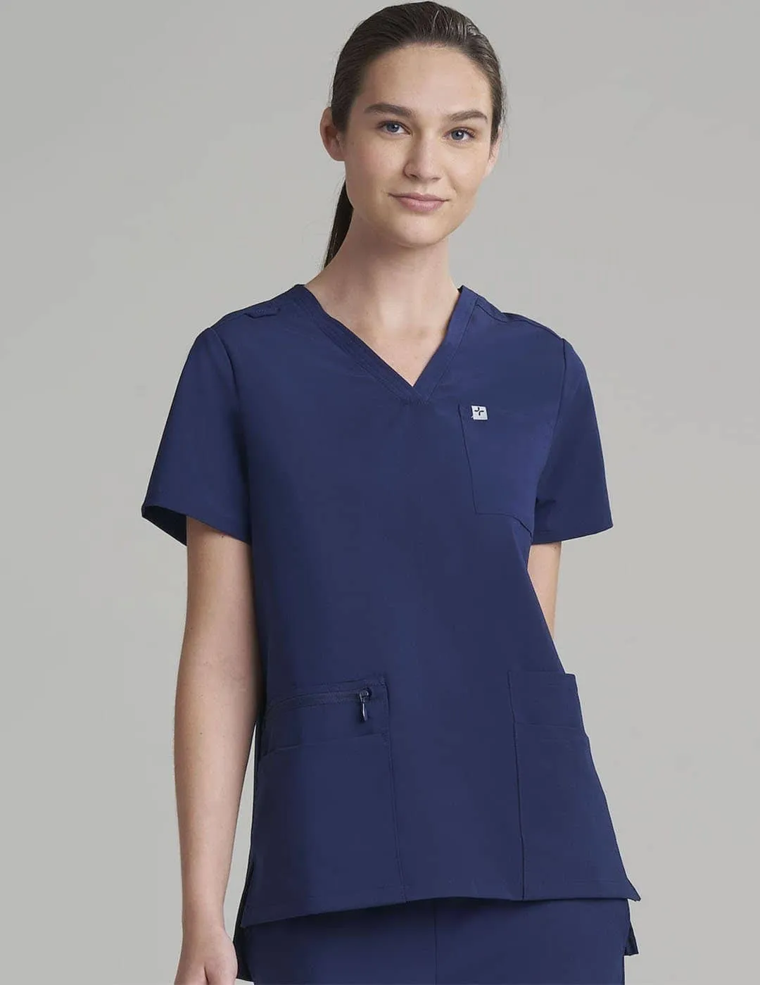 Womens Utility Scrub Top -  Navy