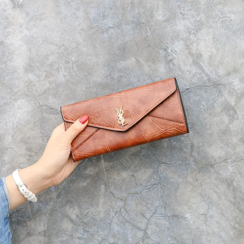 Women's Wallet Long Three Fold Multi-function Buckle Multi-card Clutch