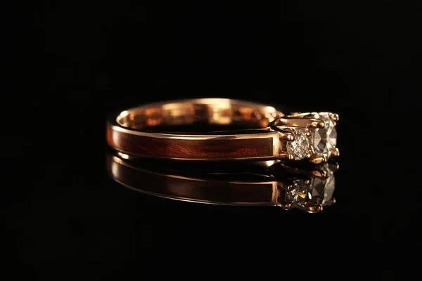 Women's Wood Engagement Ring With 14K Rose Gold