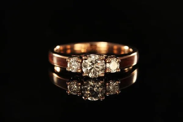 Women's Wood Engagement Ring With 14K Rose Gold