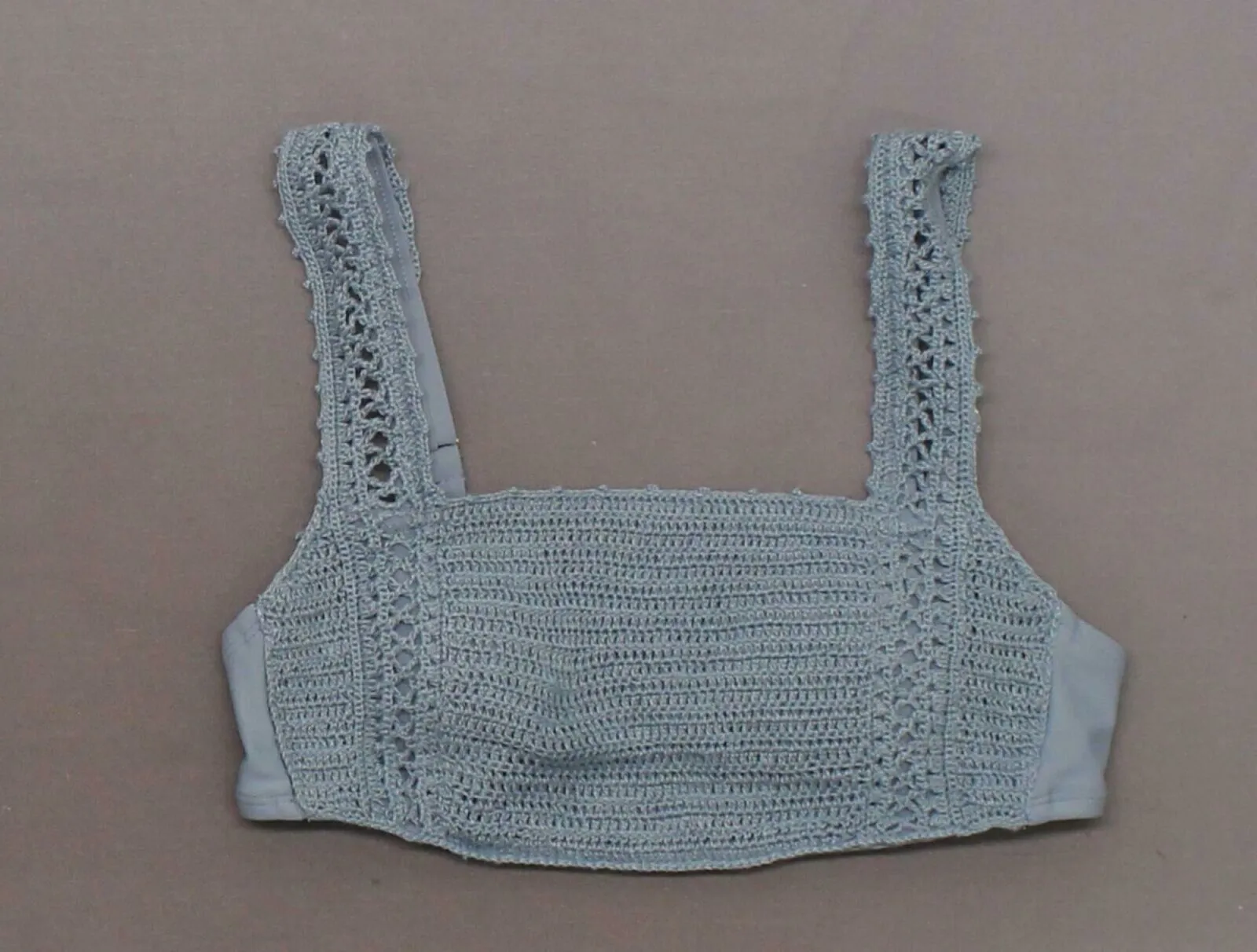 Xhilaration Women's Crochet Bralette Bikini Swim Top Chambray Small