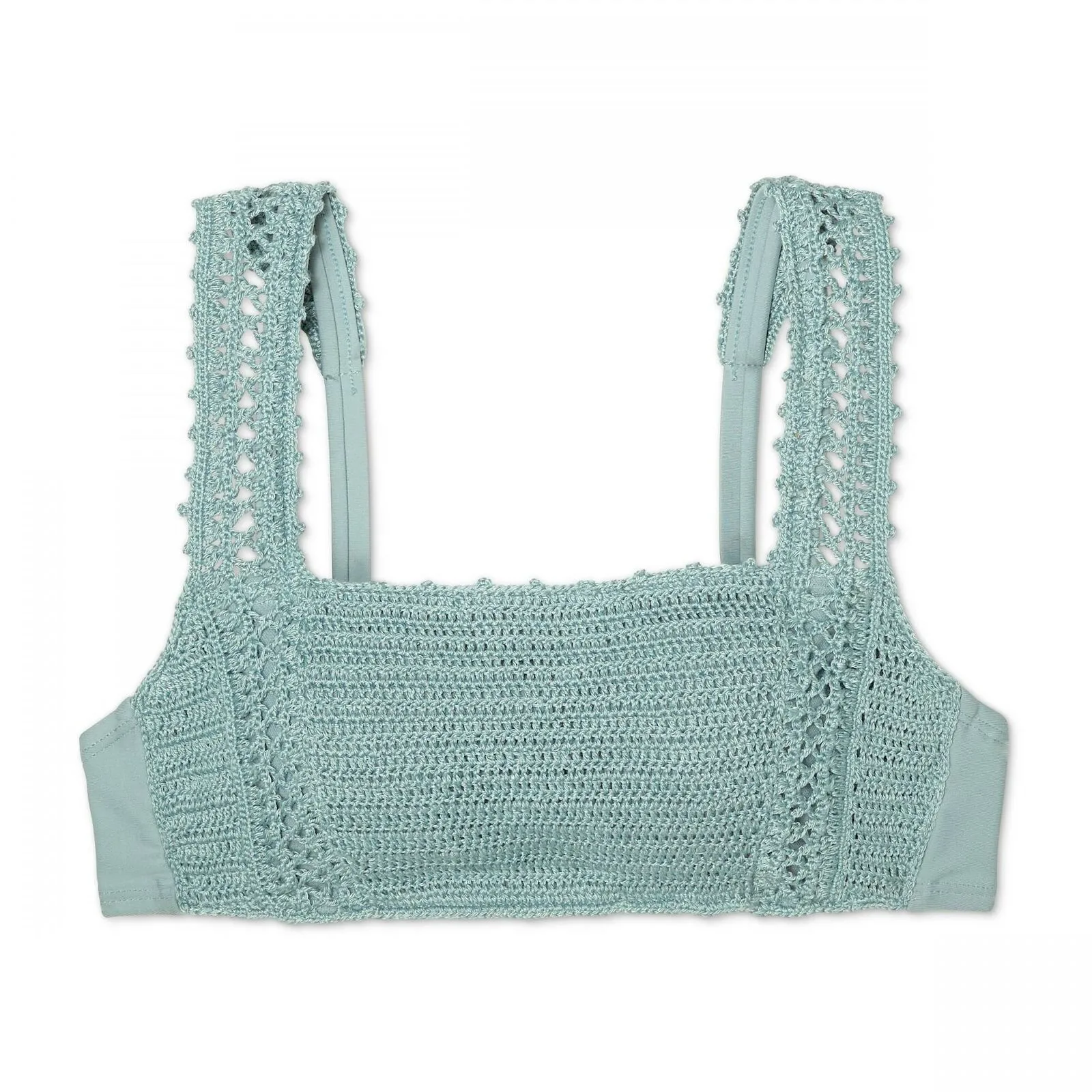 Xhilaration Women's Crochet Bralette Bikini Swim Top Chambray Small