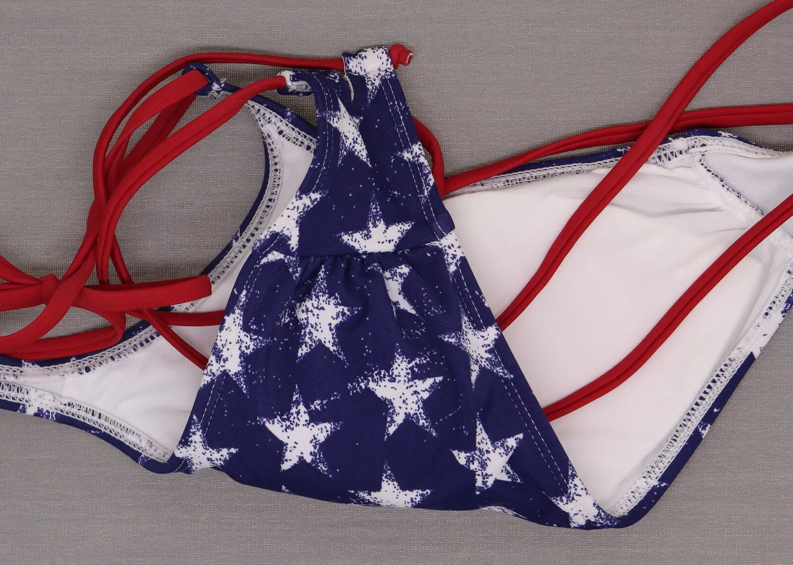 Xhilaration Women's High Neck Bikini Swim Top American Flag XS