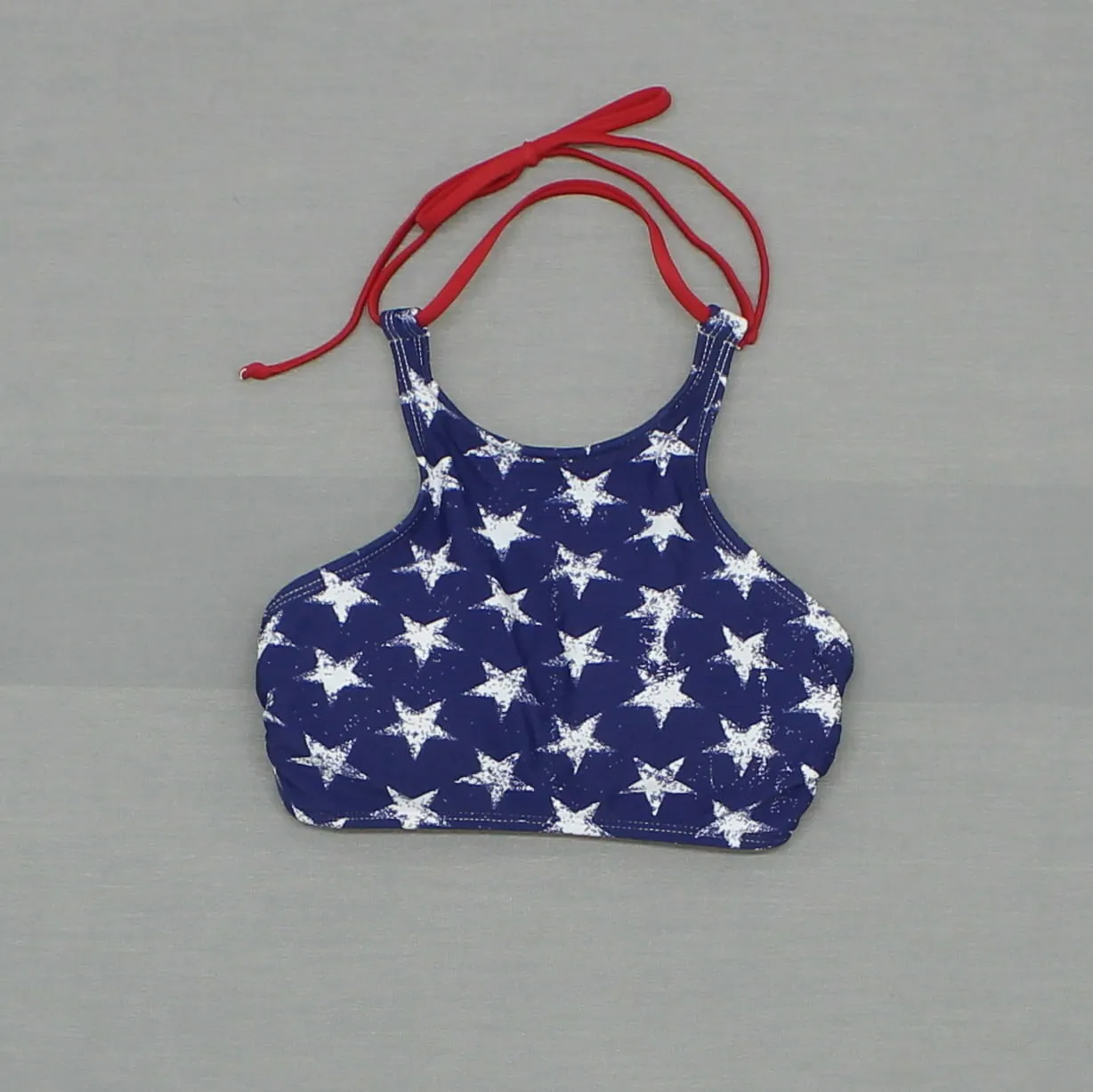 Xhilaration Women's High Neck Bikini Swim Top American Flag XS