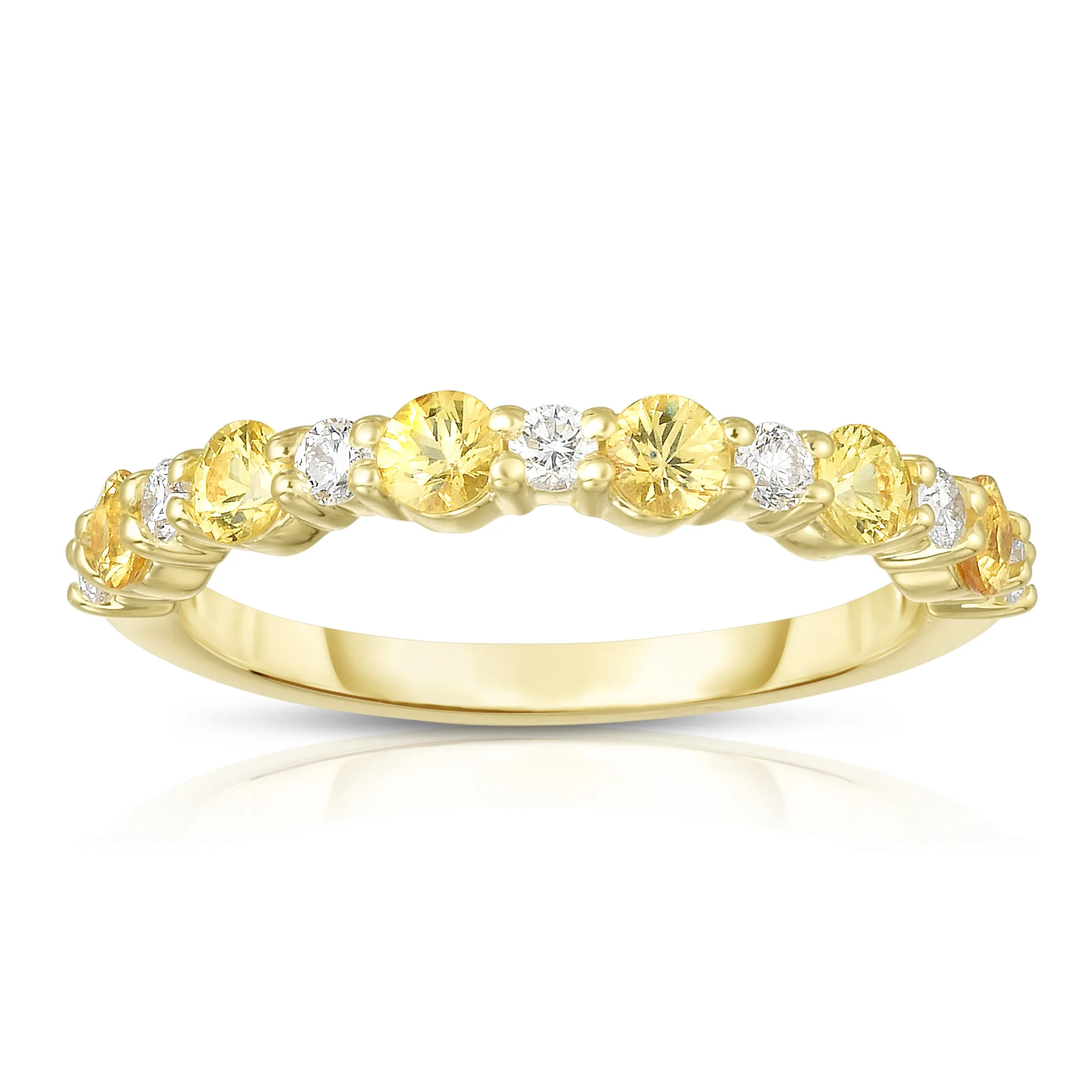 Yellow Sapphire & 0.17Ct Diamond Ring in 14K Yellow Gold