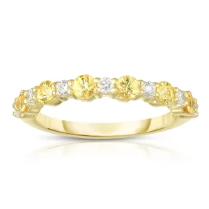 Yellow Sapphire & 0.17Ct Diamond Ring in 14K Yellow Gold