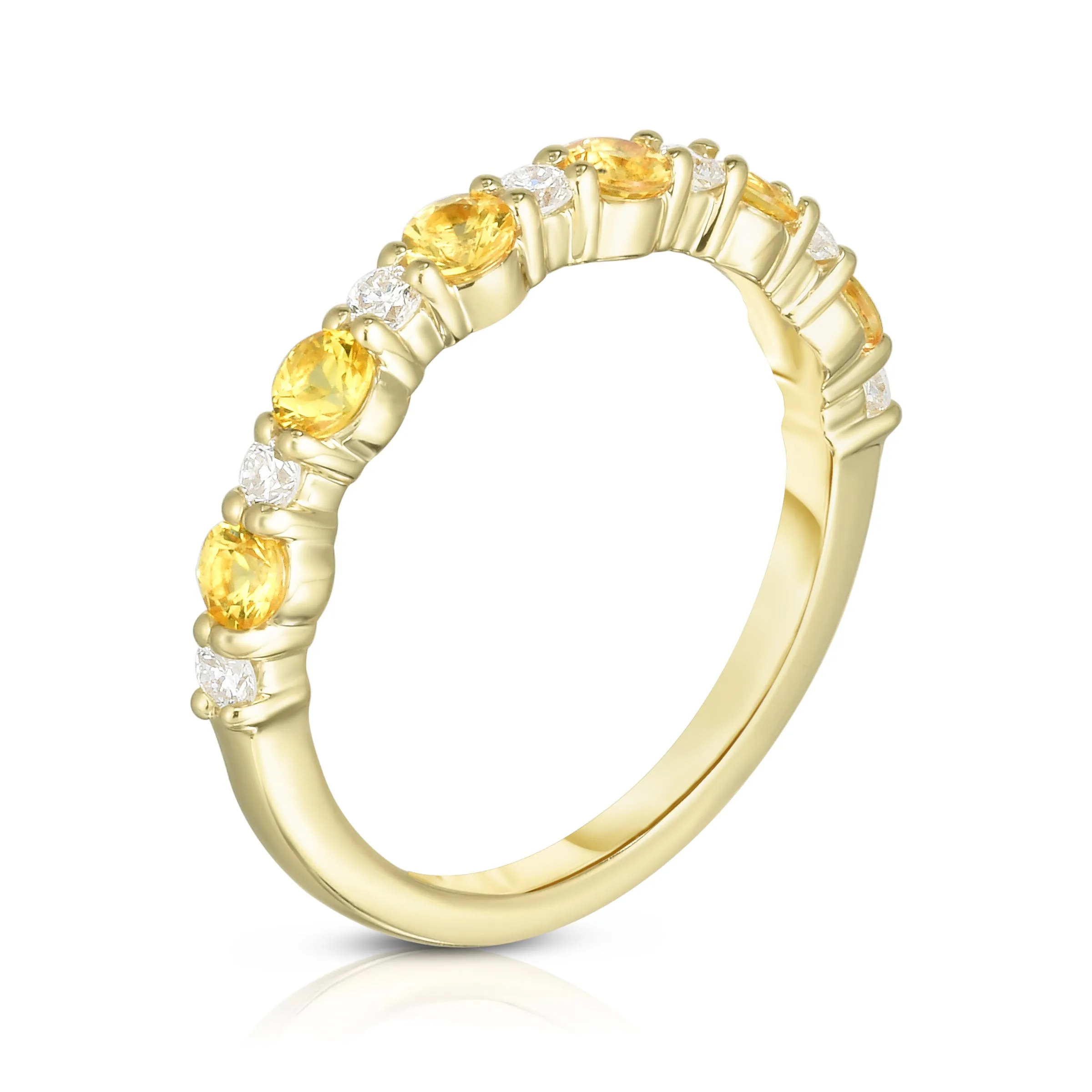 Yellow Sapphire & 0.17Ct Diamond Ring in 14K Yellow Gold
