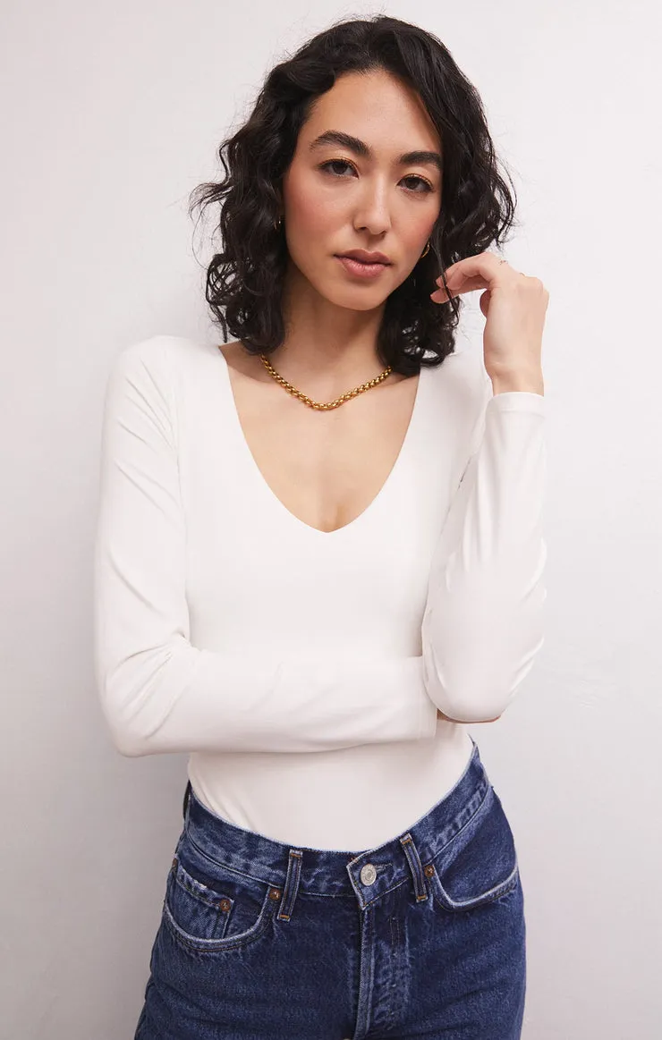 Z SUPPLY | So Smooth V-Neck Bodysuit {White}