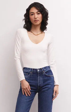 Z SUPPLY | So Smooth V-Neck Bodysuit {White}