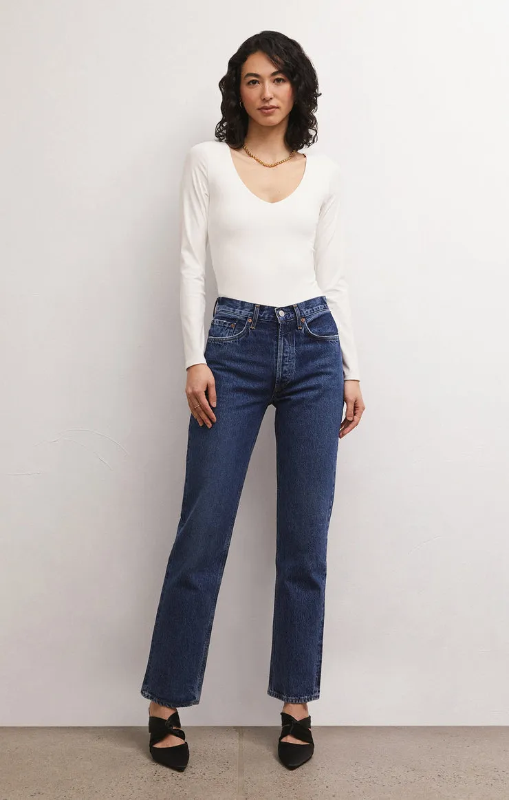 Z SUPPLY | So Smooth V-Neck Bodysuit {White}