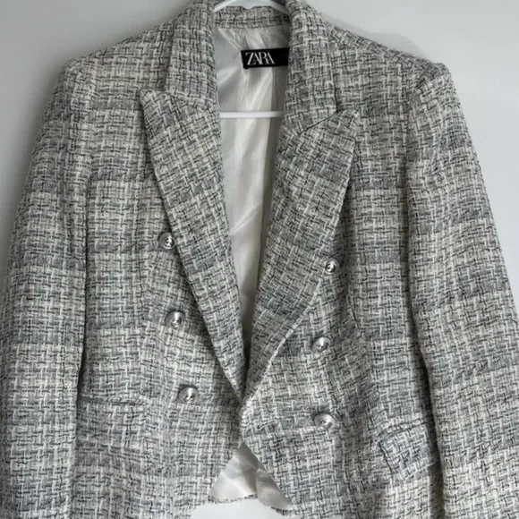 Zara Women's Gray Tweed Jacket Large