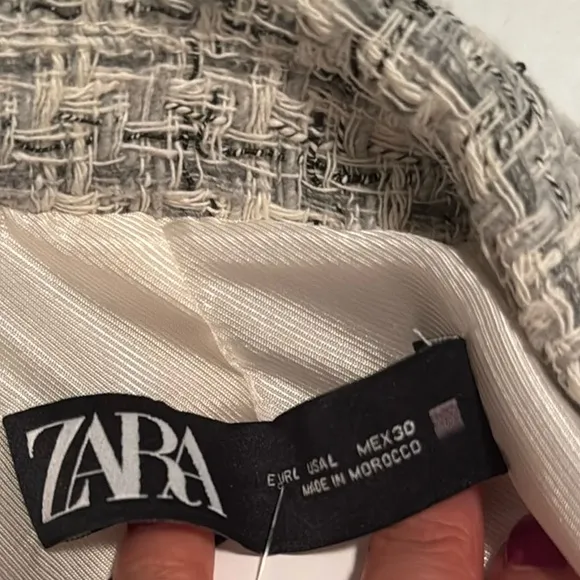 Zara Women's Gray Tweed Jacket Large