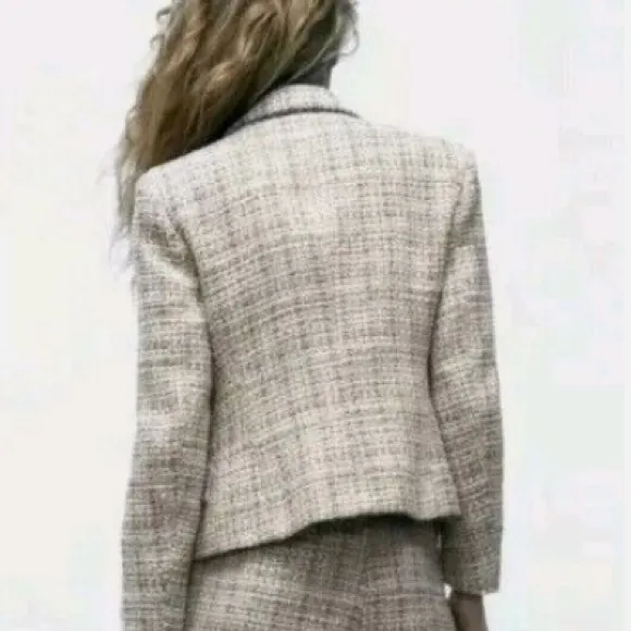 Zara Women's Gray Tweed Jacket Large