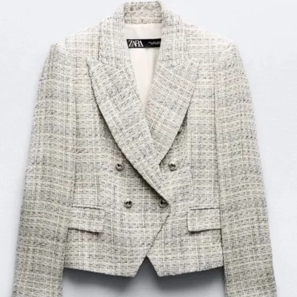Zara Women's Gray Tweed Jacket Large