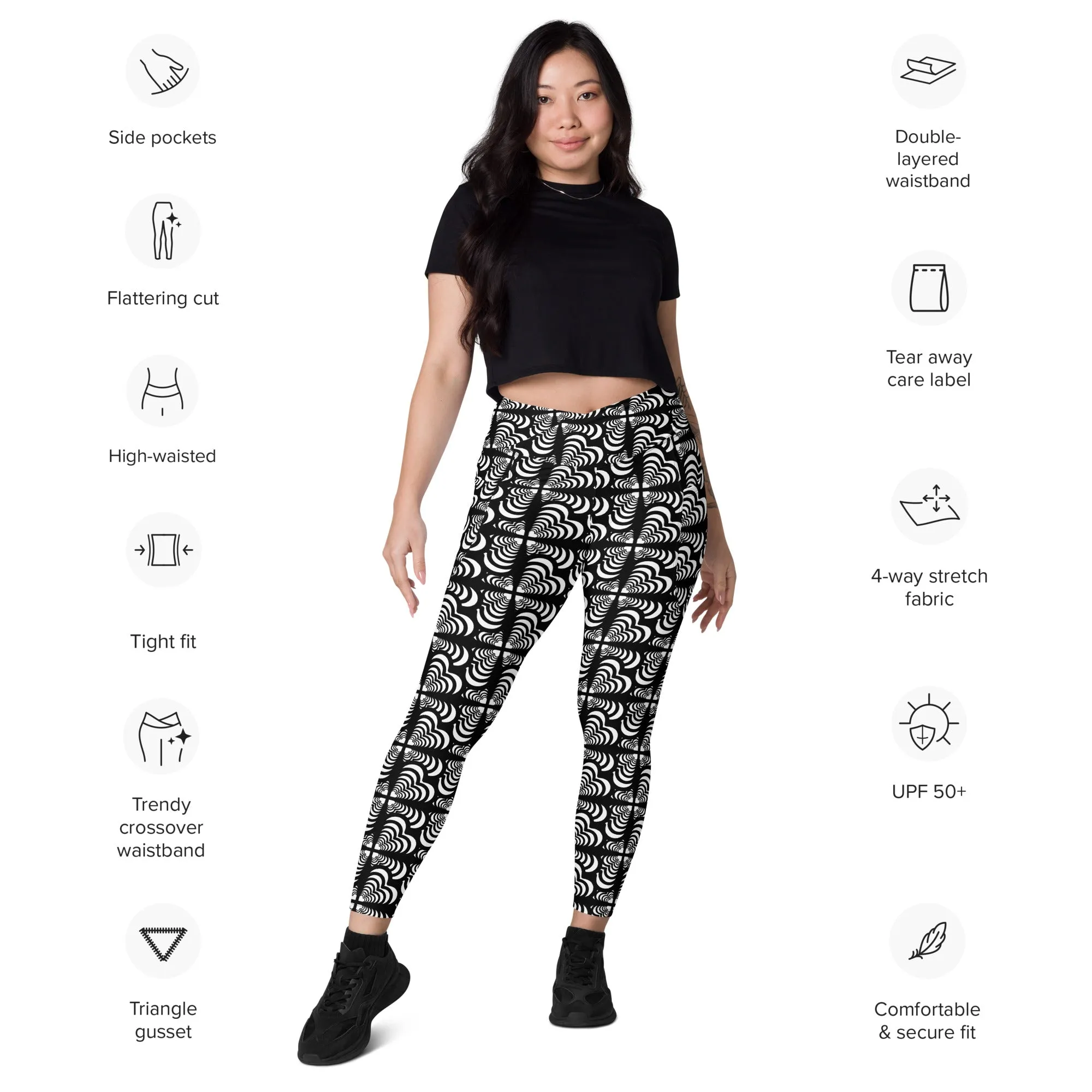 Zebra Love™ classic Crossover leggings with pockets