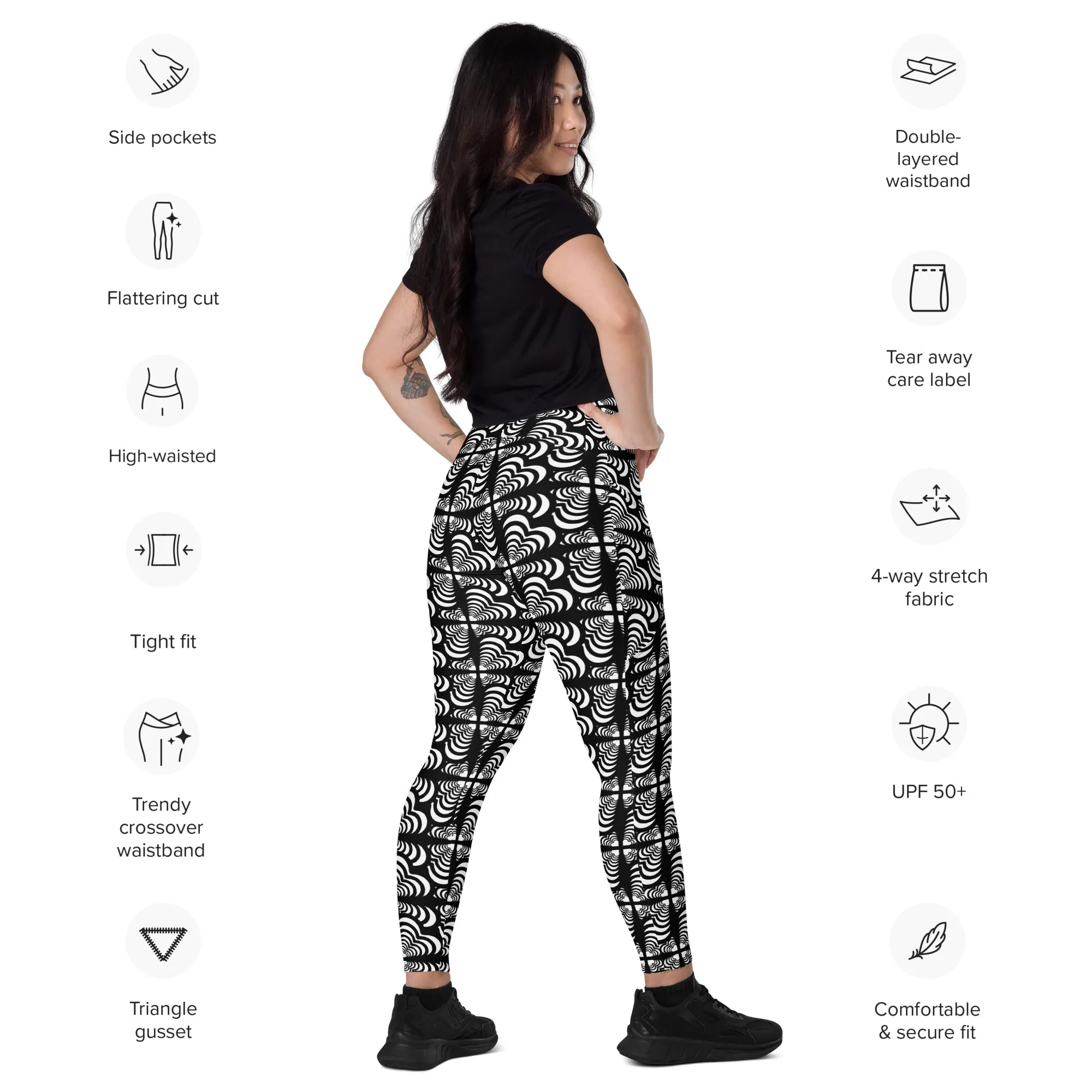 Zebra Love™ classic Crossover leggings with pockets