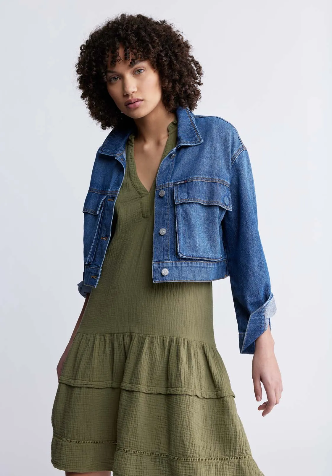 Zinnia Women's Ruffled Dress in Olive Green - WD0033P